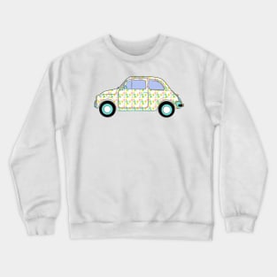 Cute retro car in bubblegum 1950s retro wallpaper Crewneck Sweatshirt